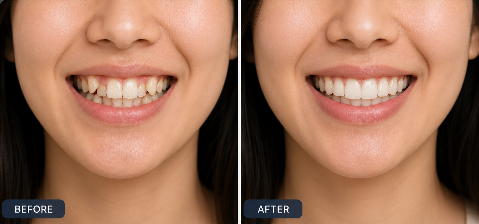 Before and after orthodontics treatment